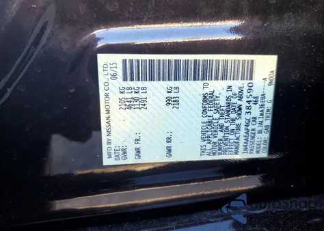 2016 Nissan Maxima 3.5S z USA, uszkodzony, nr VIN 1N4AA6AP4GC384590